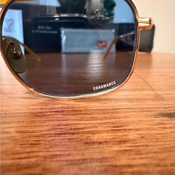 Ray-Ban Titanium Chromance Sunglasses RB8062 Arista Gold with Polarized Blue - Picture 4 of 6